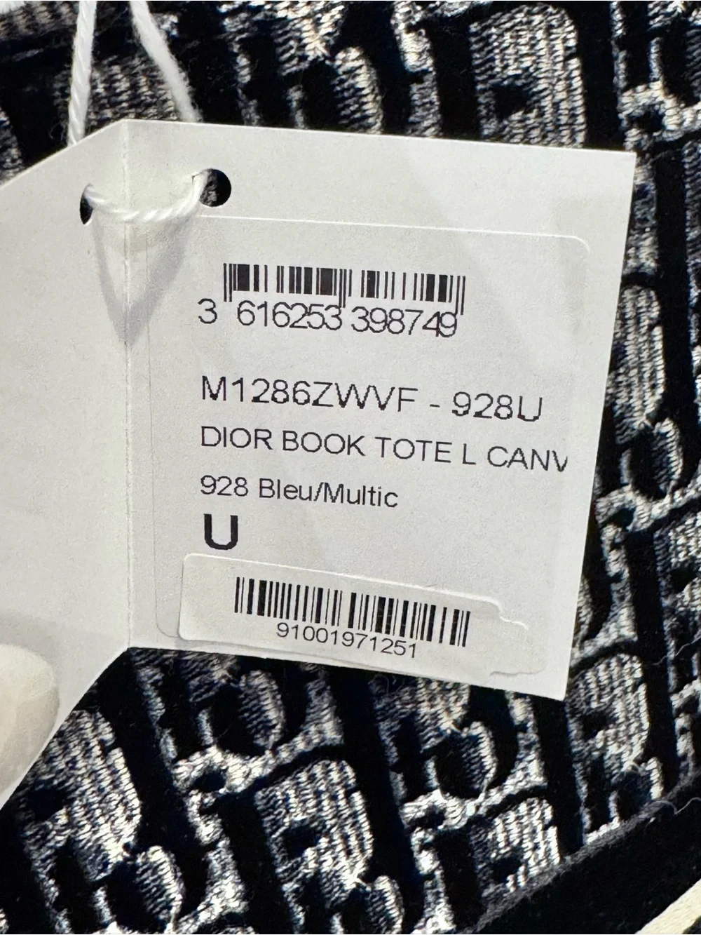NWT Christian Dior Large Ecru & Blue Dior Oblique Book Tote Bag with Receipt